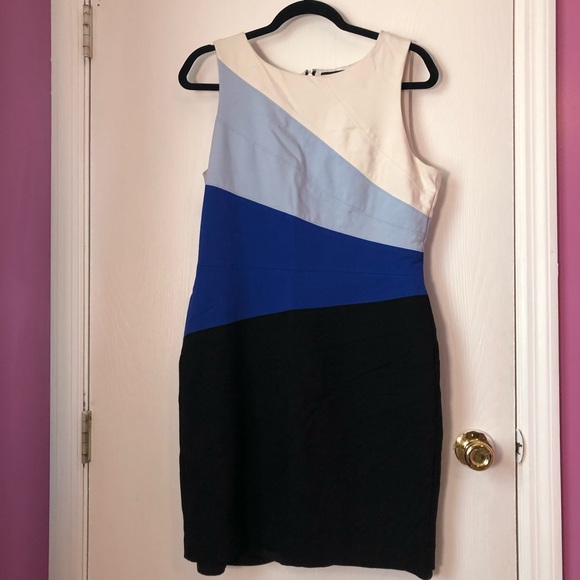 White House Black Market Asymmetrical Color-block Sheath Dress - Picture 10 of 13